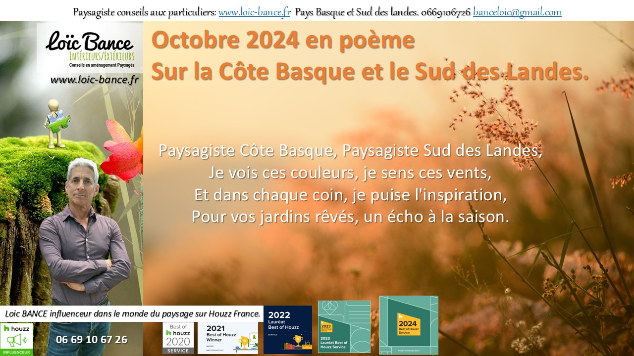 Arbonne paysage, Je vois ces couleurs, je sens ces vents, Et dans chaque coin, je puise l'inspiration, Pour vos jardins rvs, un cho  la saison.